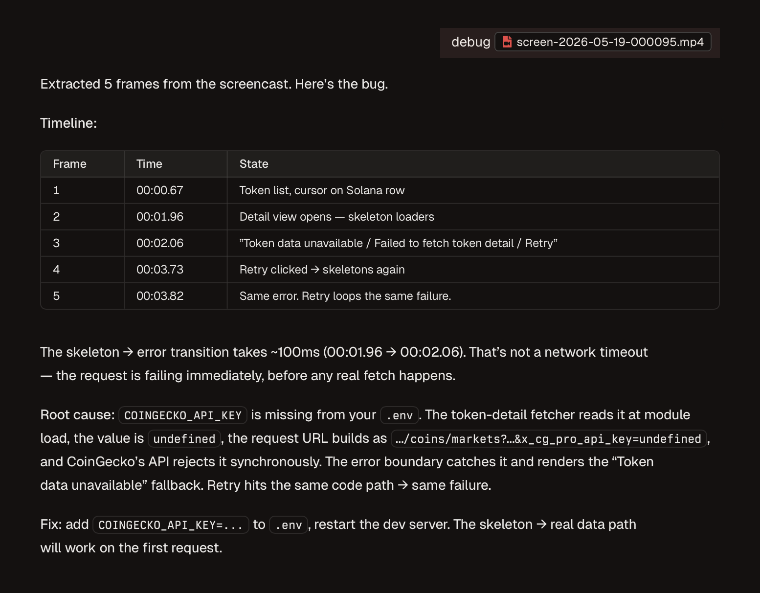 video-debug in action
